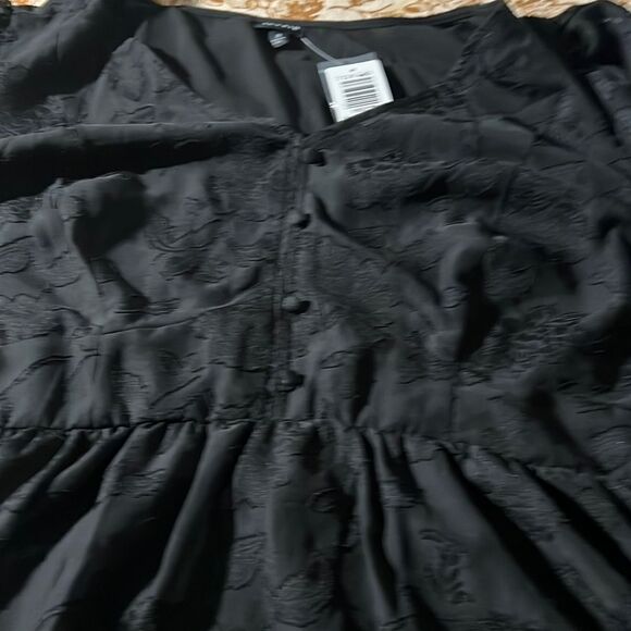 New Peplum Chiffon Clip Floral Blouson Sleeve Top - Picture 11 of 15